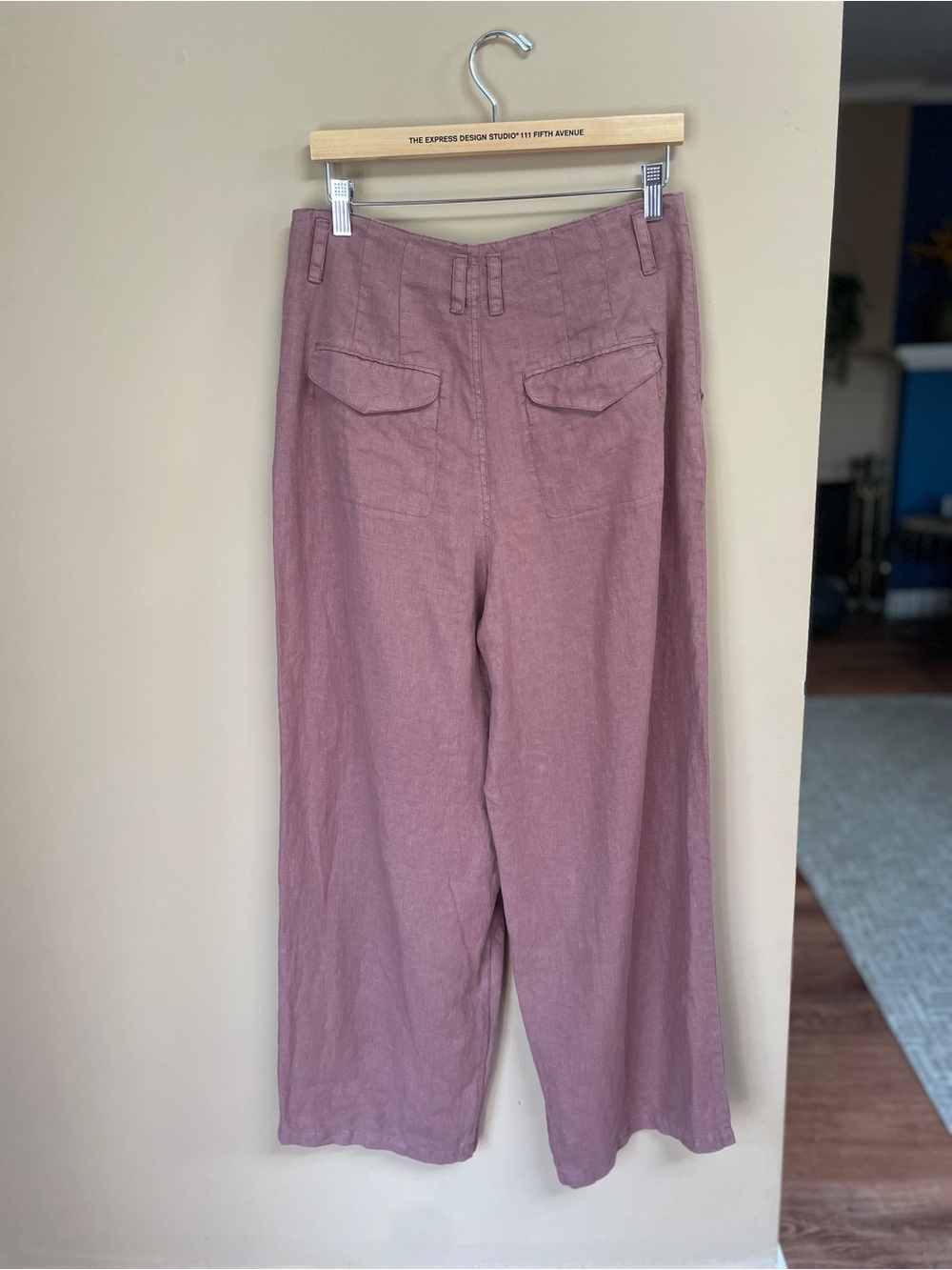 WRAP LONDON Womens Wide Leg Linen Trousers Pants High Rise Size 8 NWOT Coastal # - Picture 3 of 9